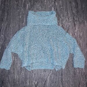 Free People: Cozy Blue Turtleneck Sweater